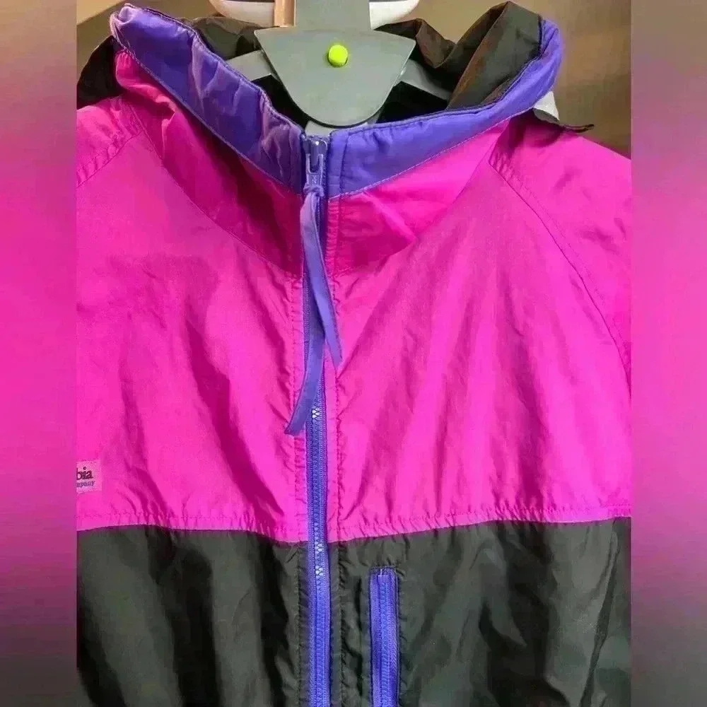 Columbia 90’s Windbreaker Pink Black Blue Mens XL - Picture 6 of 6